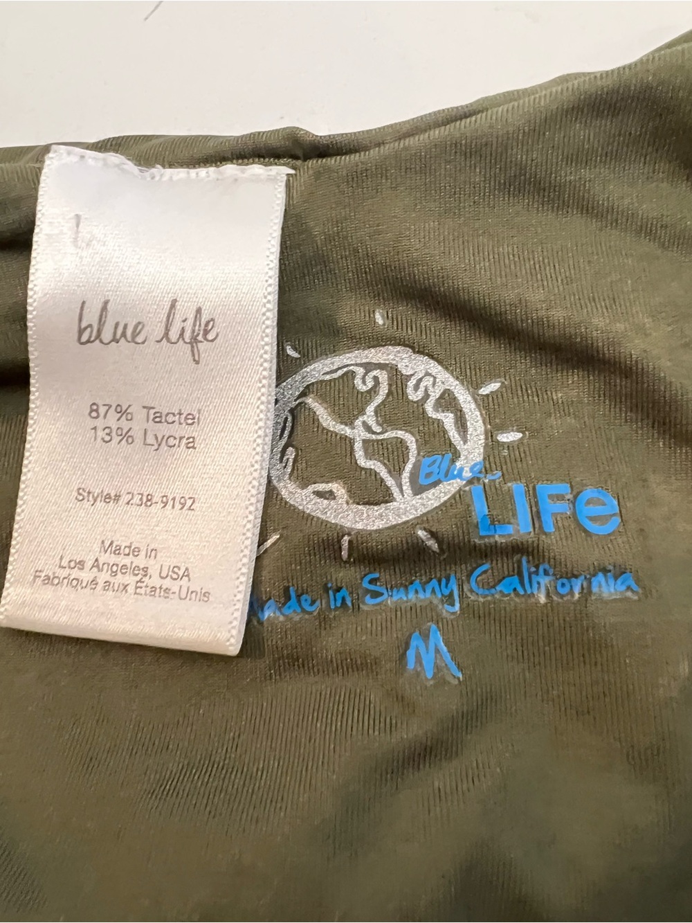 Blue Life Olive Green Top with Blue Logo - Picture 10 of 12